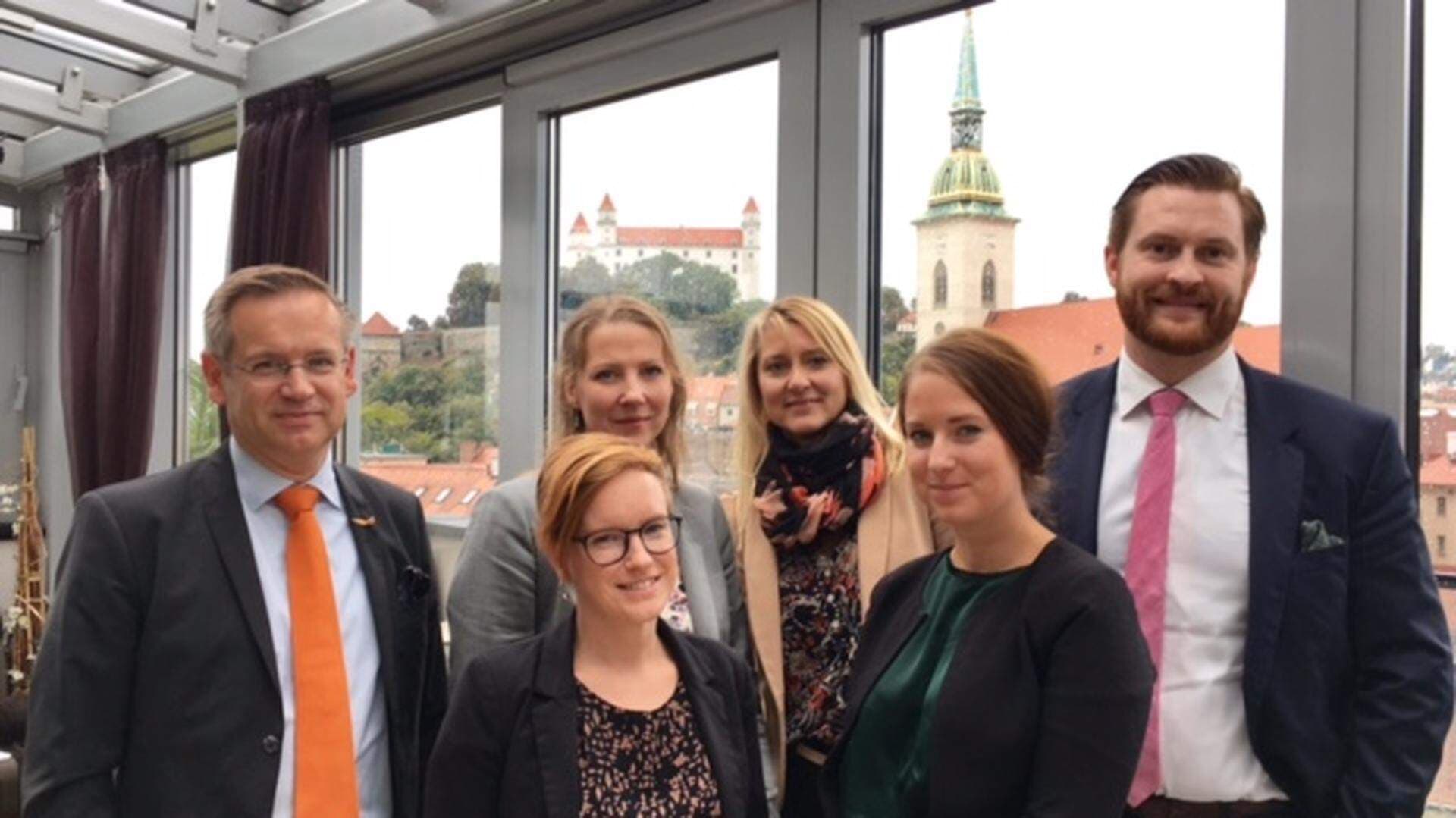 Bratislava-From left Jens Hedström, Sophia Bengtsson, Karin Atthoff, Valérie Lefever, Emma Wiesner, Stefan Kvarfordt