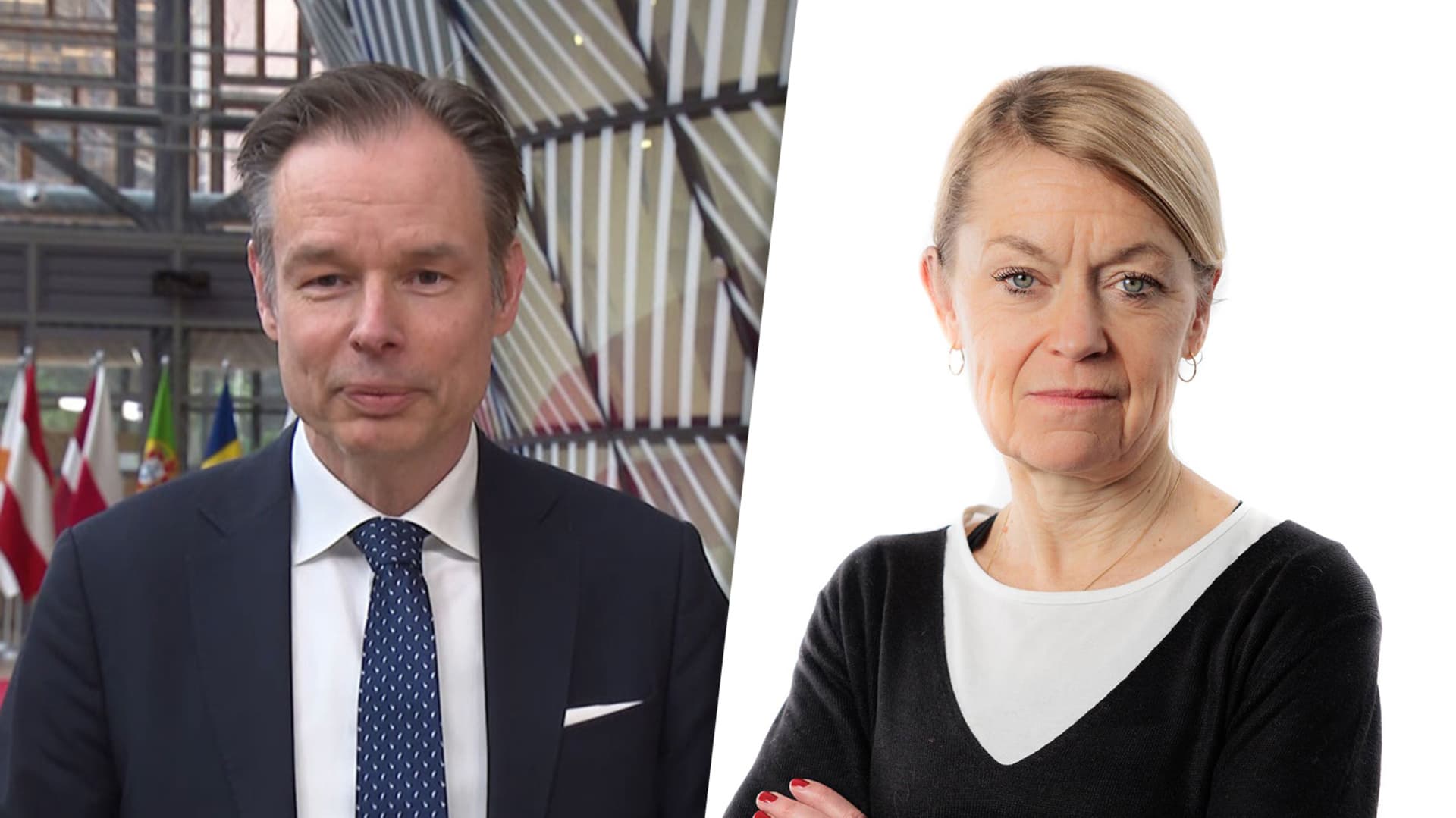 Fredrik Persson, ordförande på BusinessEurope och Charlotte Andersdotter, chef på Svenskt Näringslivs kontor i Bryssel.
