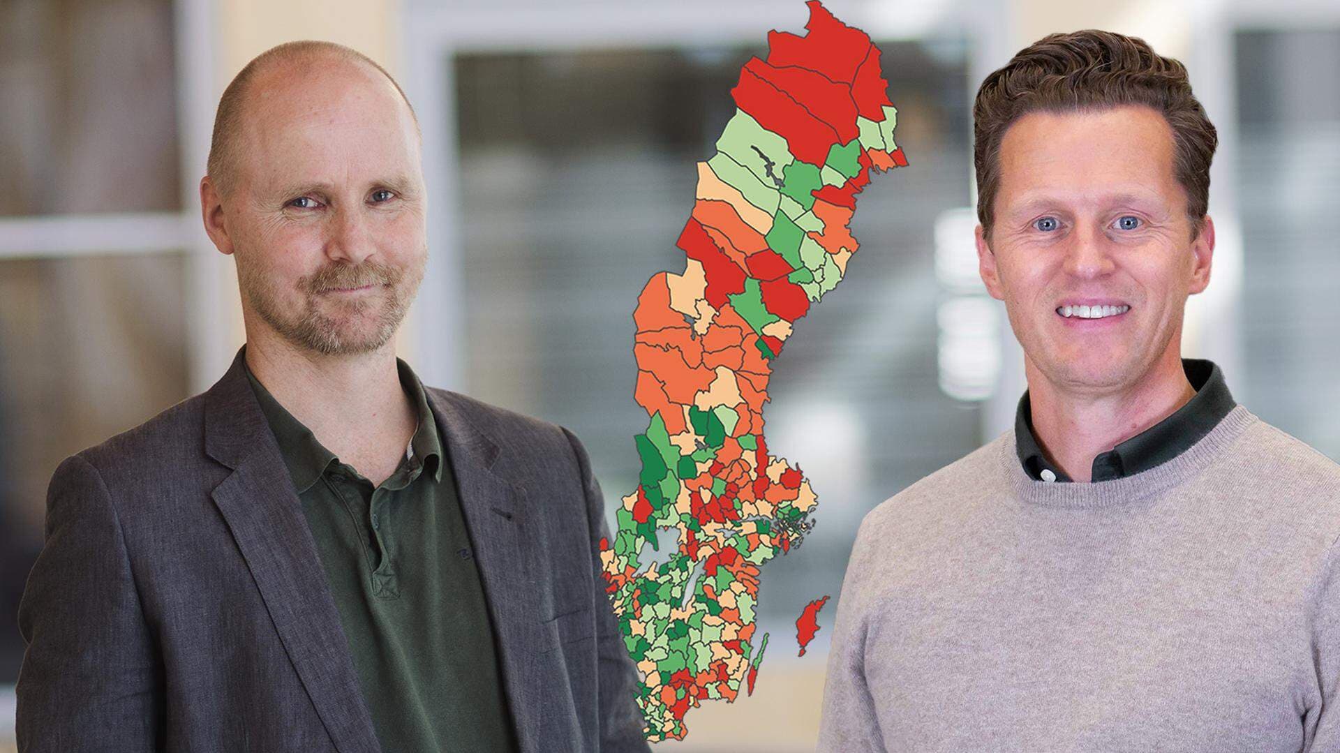 Alfred Dubow, samhällsbyggnadschef i Vårgårda och Fredrik Sahlberg, vd på Mellby Home.