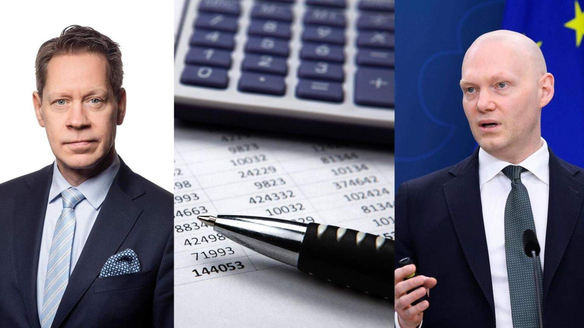 Johan Fall, chef för Skatteavdelningen på Svenskt Näringsliv, och finansmarknadsminister Niklas Wykman.