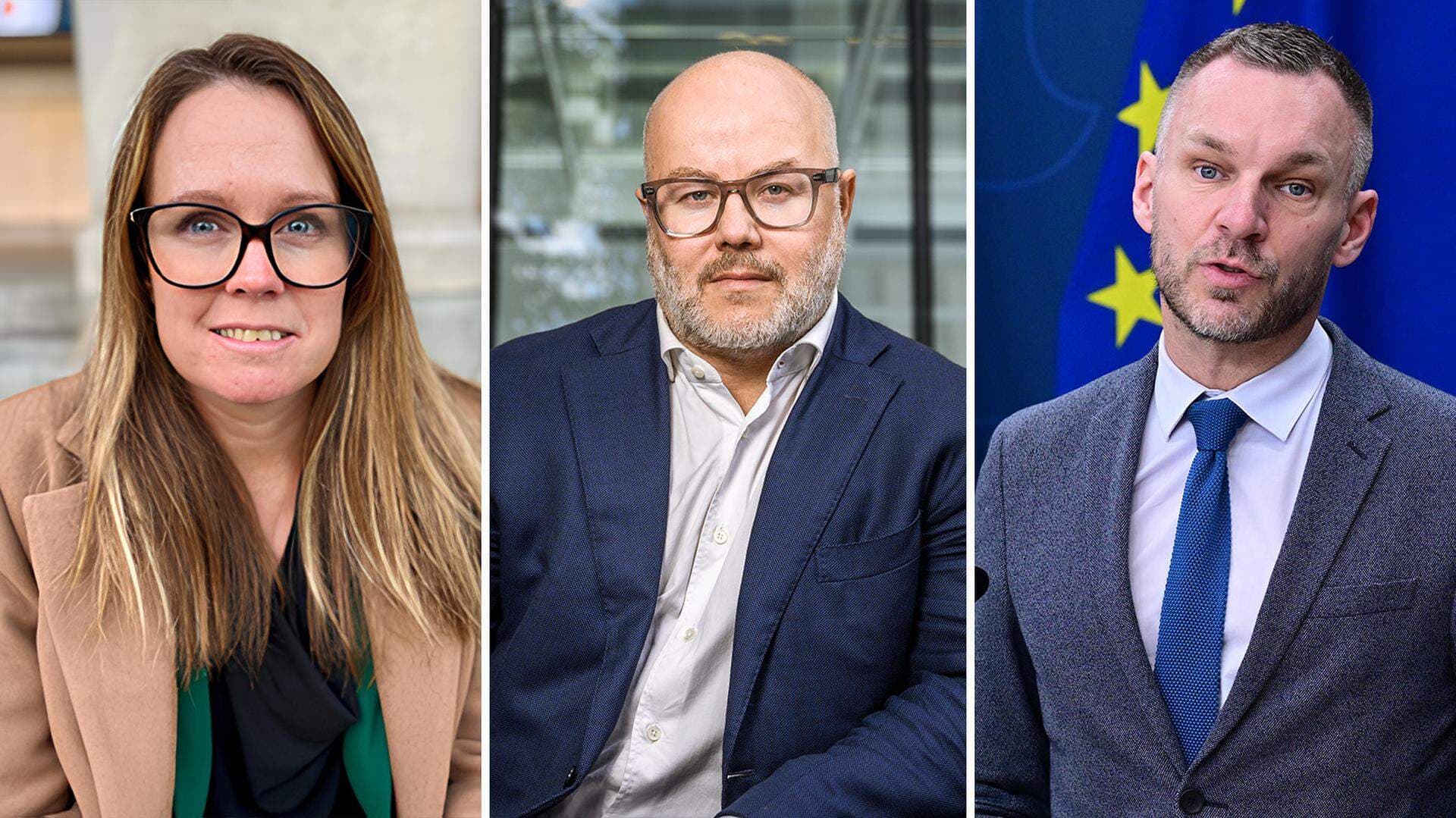 SKR:s chefsekonom Emelie Värja, Svenskt Näringslivs chefsekonom Sven-Olov Daunfeldt och civilminister Erik Slottner.