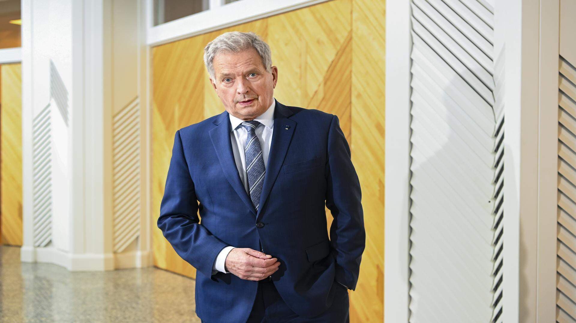 HELSINGFORS 20220513 Finlands president Sauli Niinistö i TT-intervju om om Natobeskedet, på Talludden som är den finska presidentens nuvarande tjänstebostad i Mejlans i västra Helsingfors.