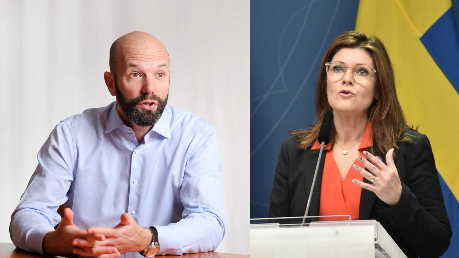 Vice vd Mattias Dahl och arbetsmarknadsminister Eva Nordmark (S)