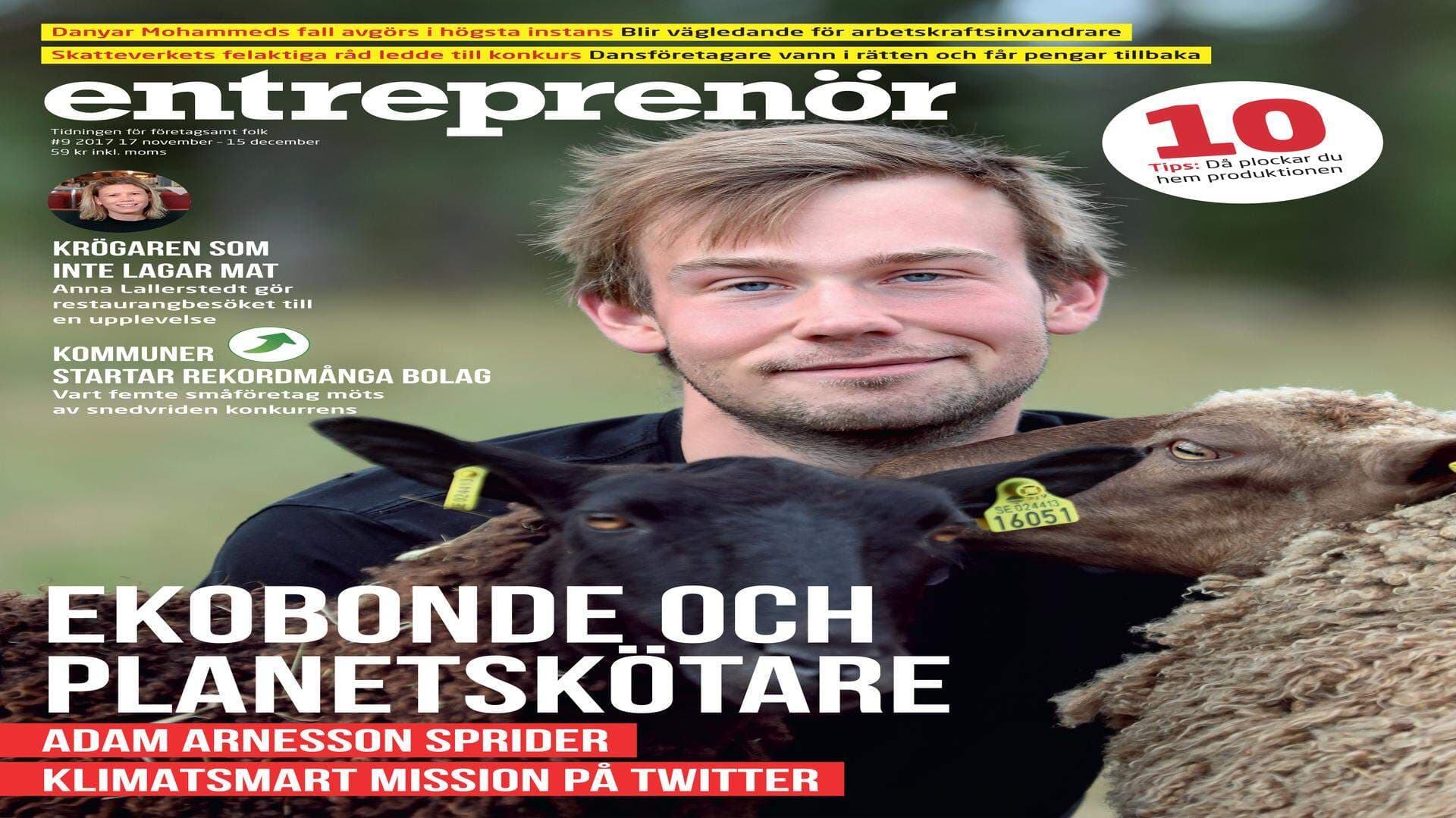 Omslag tidningen Entreprenör nr. 9 2017