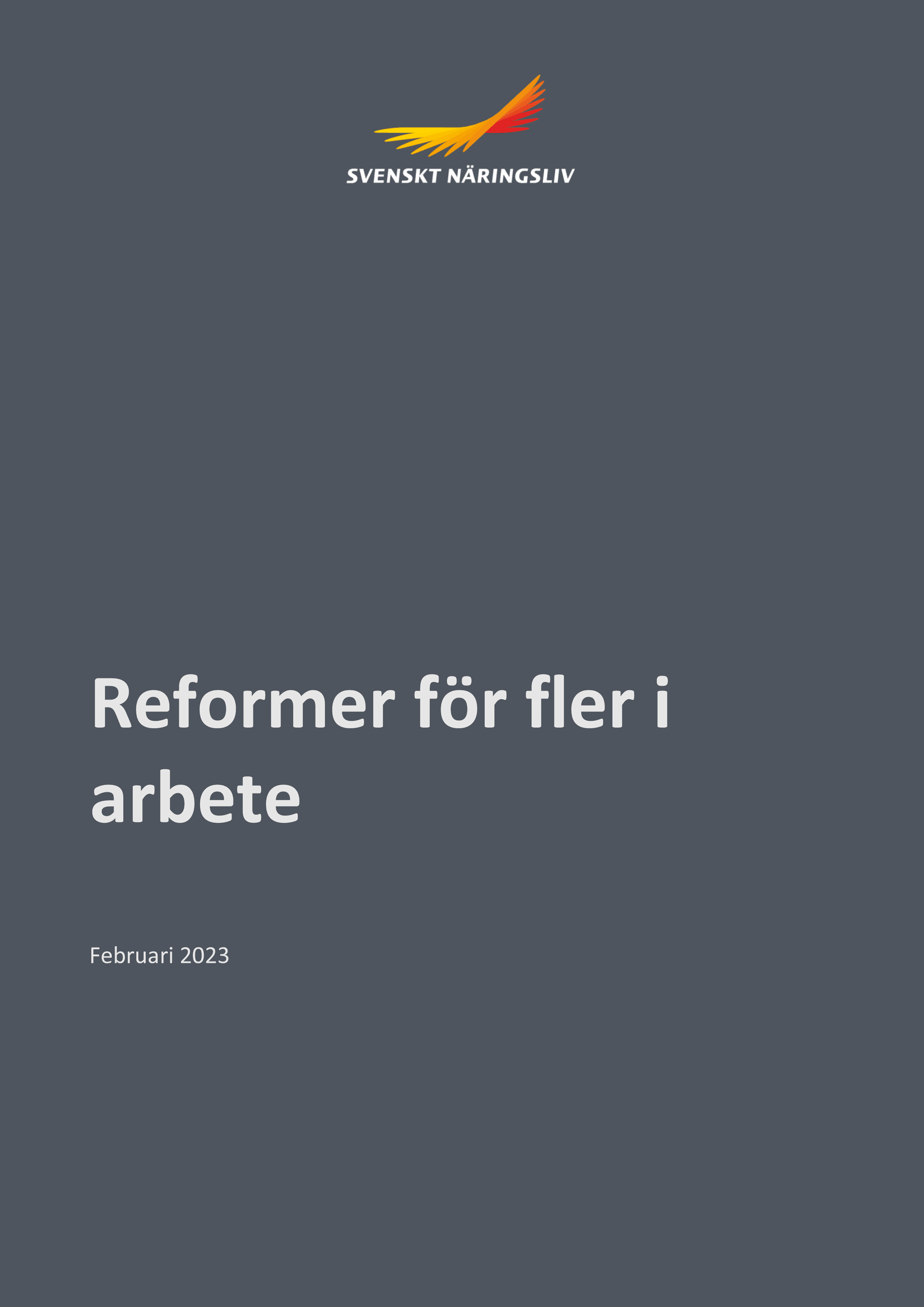 Omslag rapporten ”Reformer för fler i arbete”