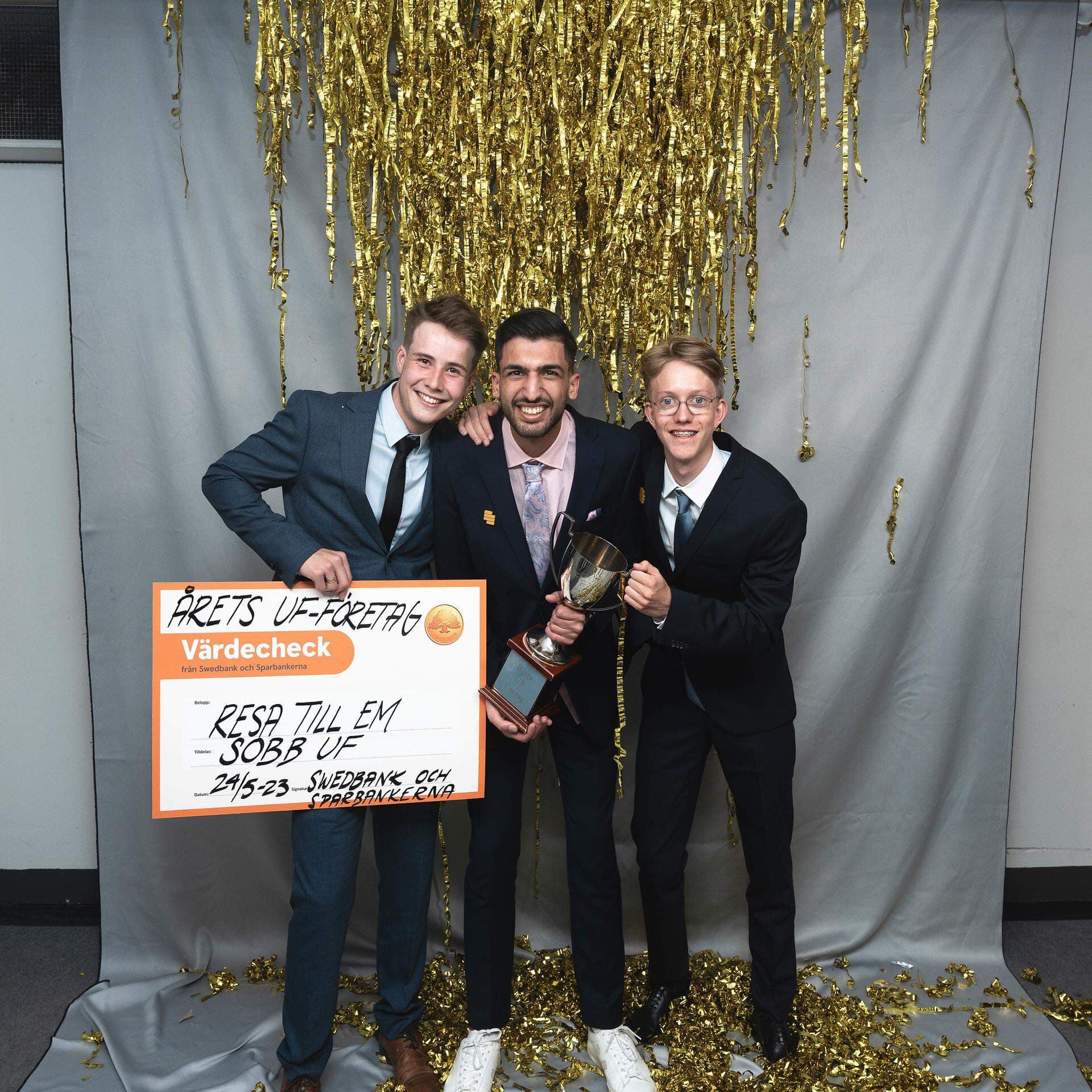 Kristian Westfeldt, Taufeeq Saleh och Viktor Karlsson driver UF-företaget Sobb UF.