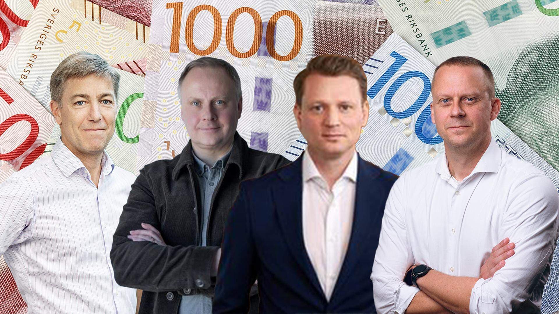 Fredrik Isaksson, chefsekonom på Byggföretagen, Patrick Joyce, chefsekonom på Almega, Erik Spector, chefsekonom på Teknikföretagen, och Fredrik Carlgren, Nationalekonom på Svenskt Näringsliv.