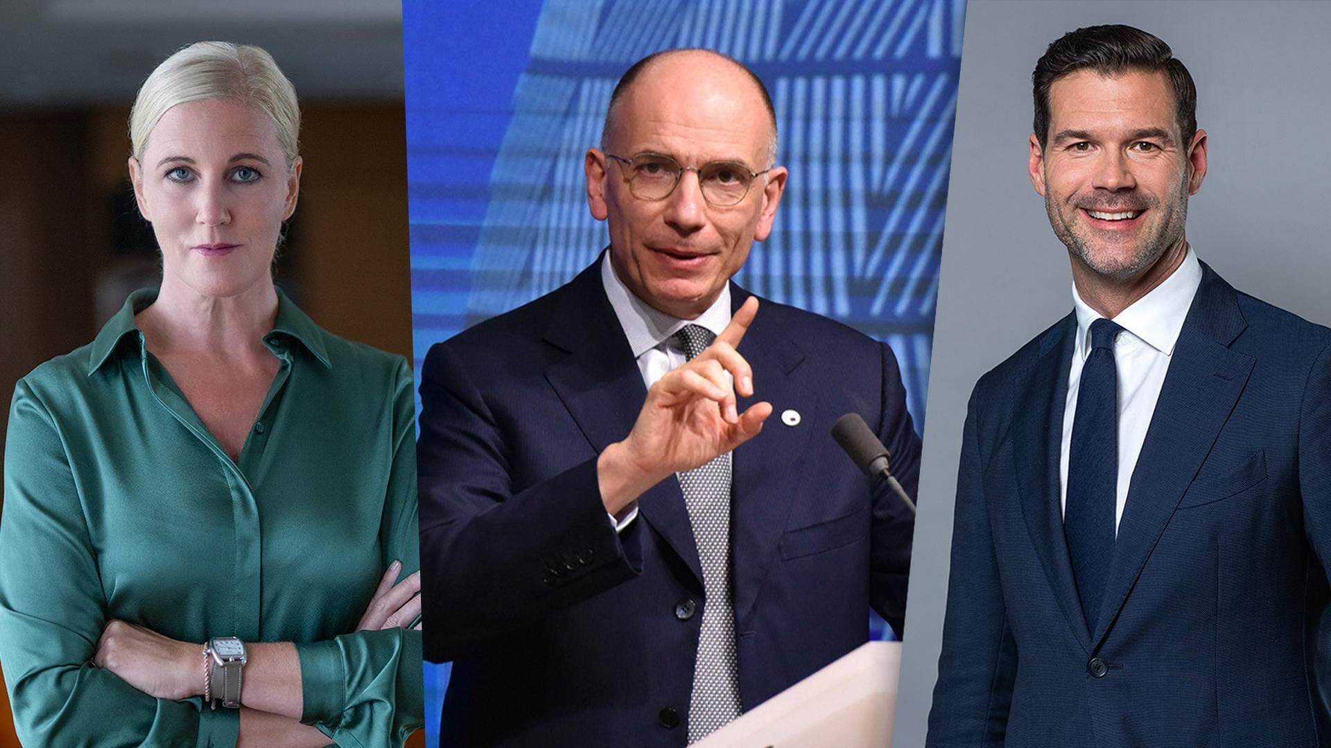 Anna Stellinger, chef för internationella och EU-frågor på Svenskt Näringsliv. Enrico Letta, utredare av inre marknaden och rapportförfattare samt Johan Forssell (M), bistånds- och utrikeshandelsminister.