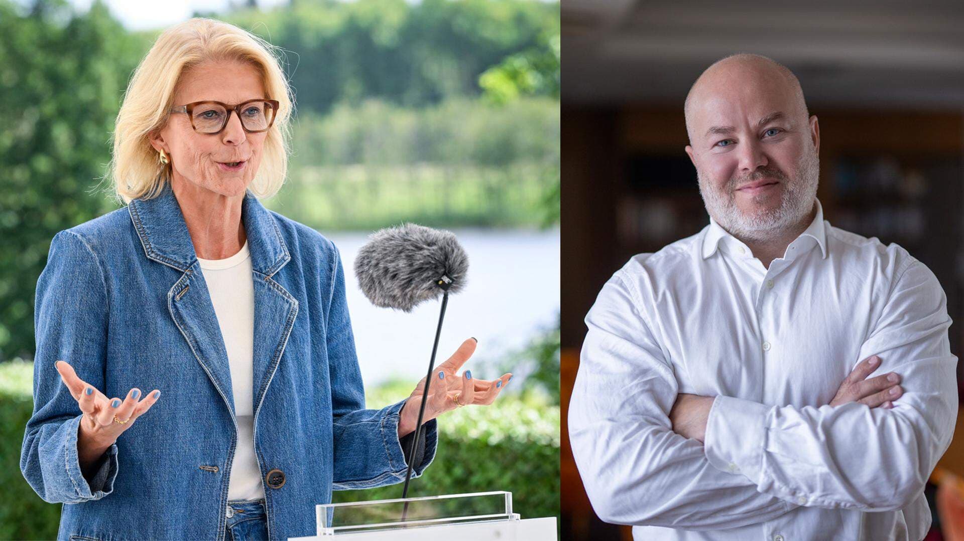 Finansminister Elisabeth Svantesson (M) och Sven Olov Daunfeldt, chefsekonom.
