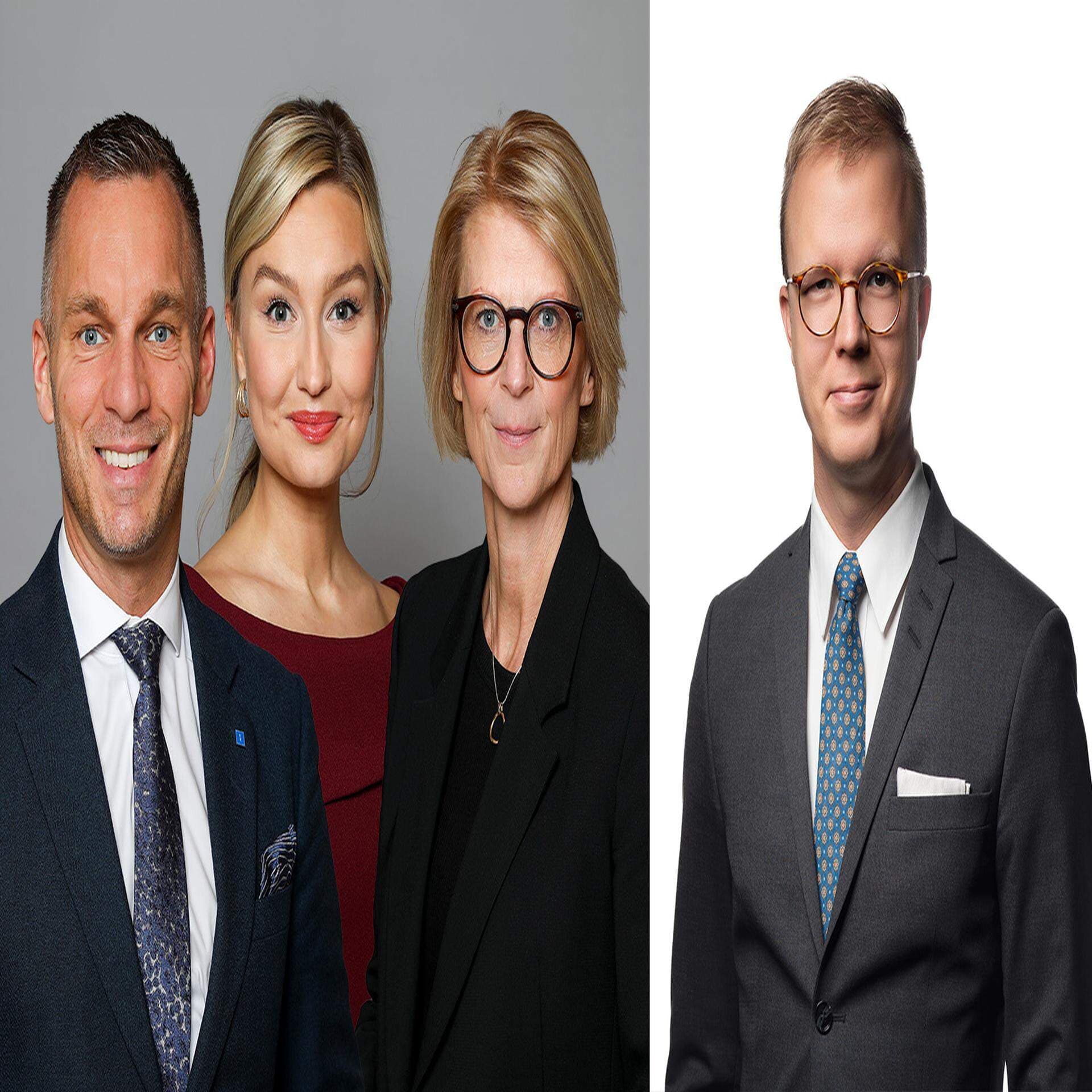 Civilminister med ansvar för offentlig sektor Erik Slottner (KD), energi- och näringsminister Ebba Busch (KD), finansminister Elisabeth Svantesson (M), Stefan Sagebro
, expert industripolitik, konkurrens och statsstöd på Svenskt Näringsliv.