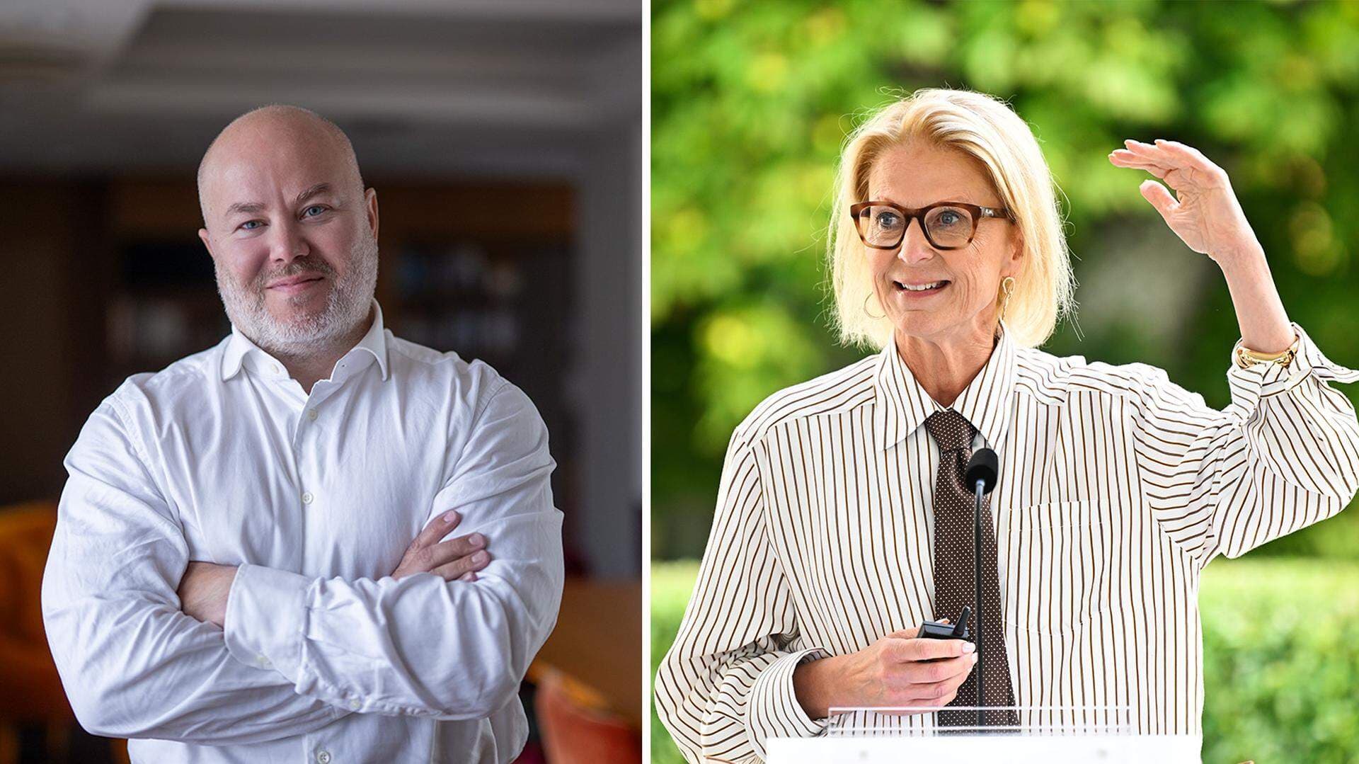 Sven-Olov Daunfeldt, chefsekonom på Svenskt Näringsliv, finansminister Elisabeth Svantesson (M).