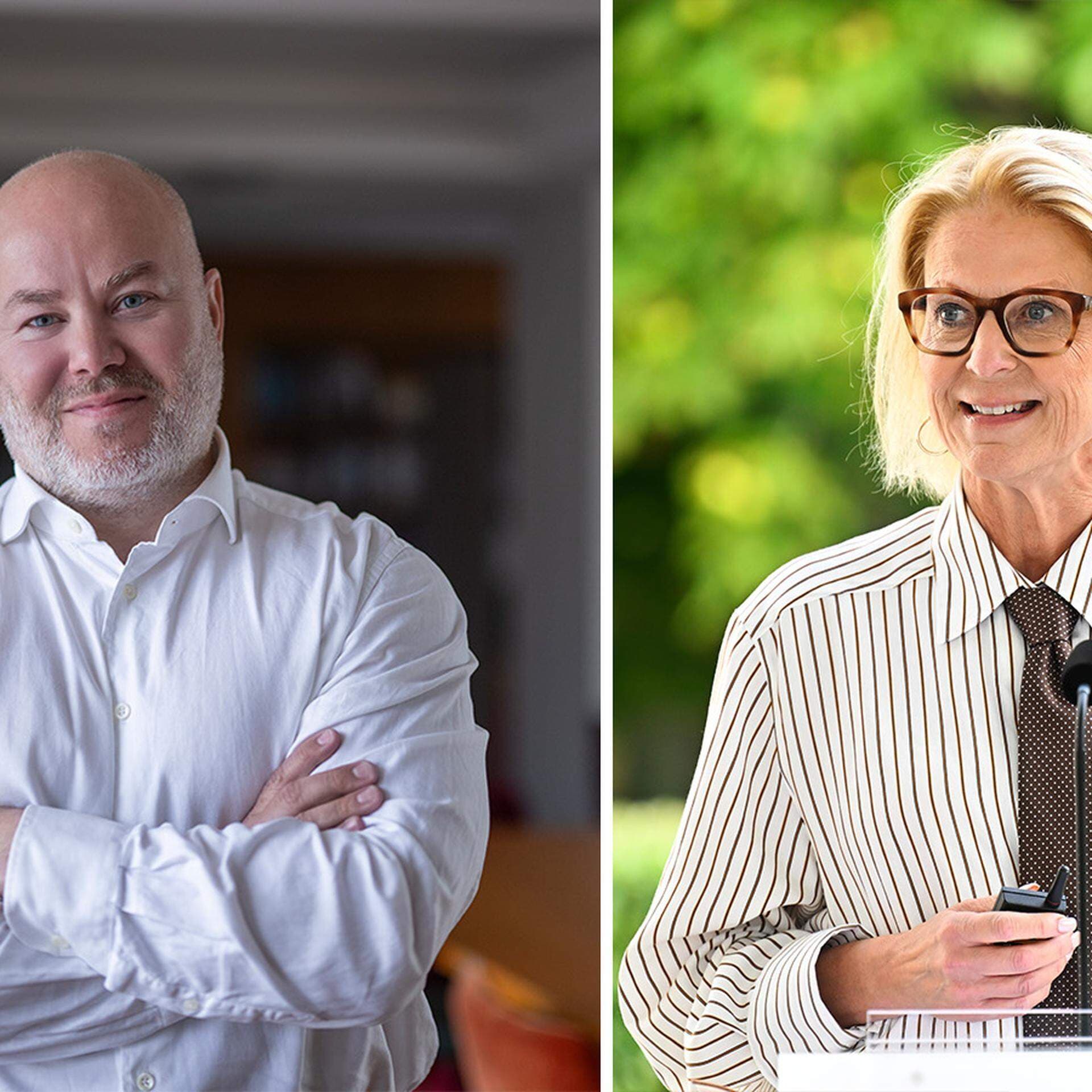 Sven-Olov Daunfeldt, chefsekonom på Svenskt Näringsliv, finansminister Elisabeth Svantesson (M).