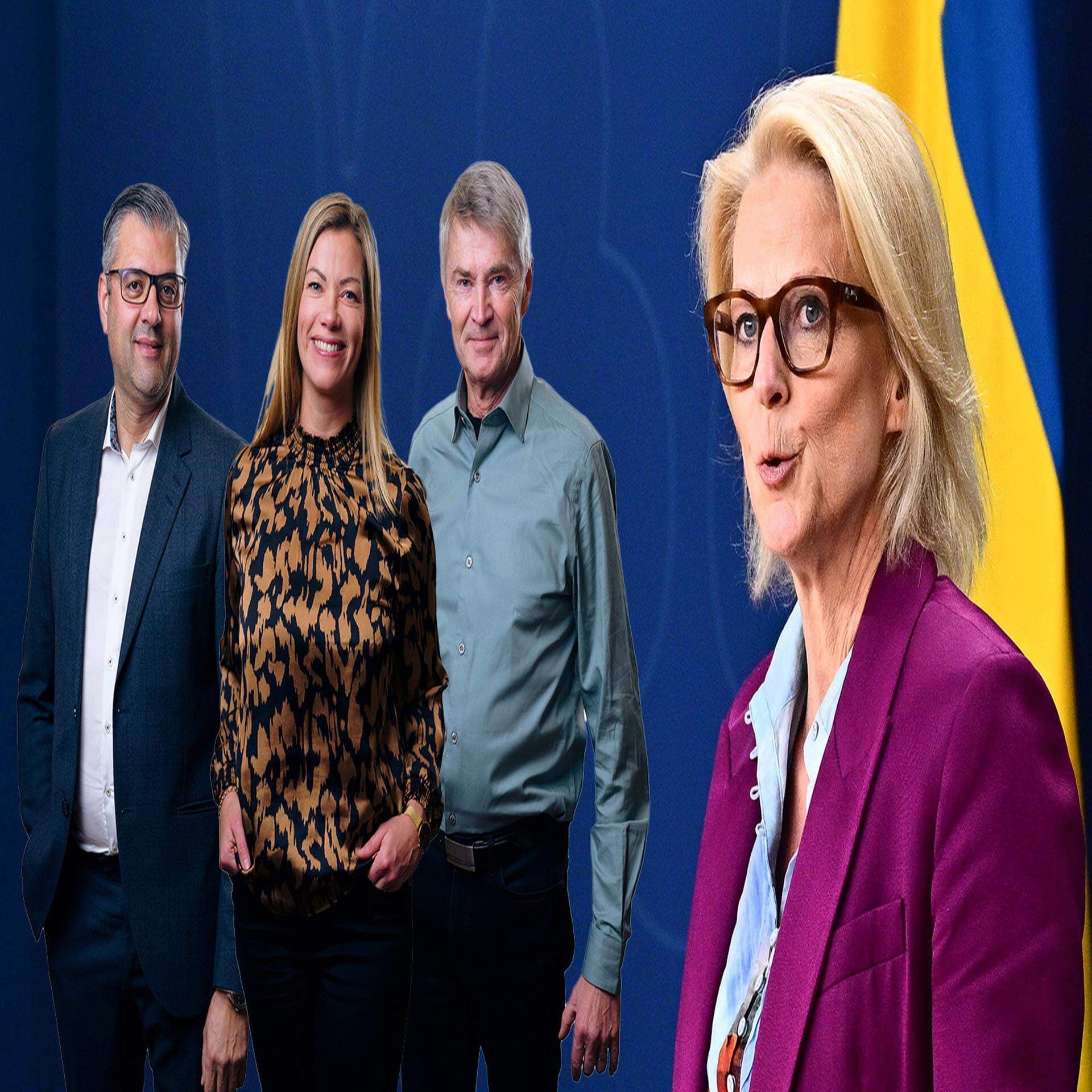 Entreprenören Wadih El-Achkar, Lena Kempe, vd på Daftö Resort, Erik Fahlgren, vd på Teamx AB i Skellefteå, Finansminister Elisabeth Svantesson (M).