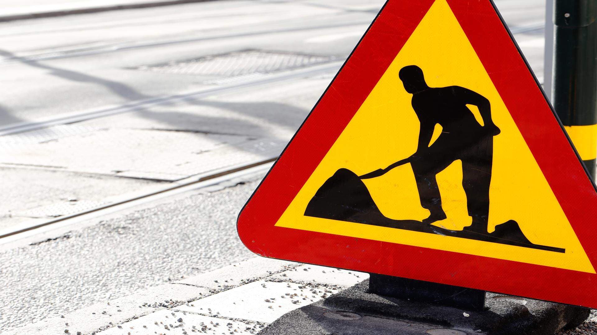 Vägarbete skylt