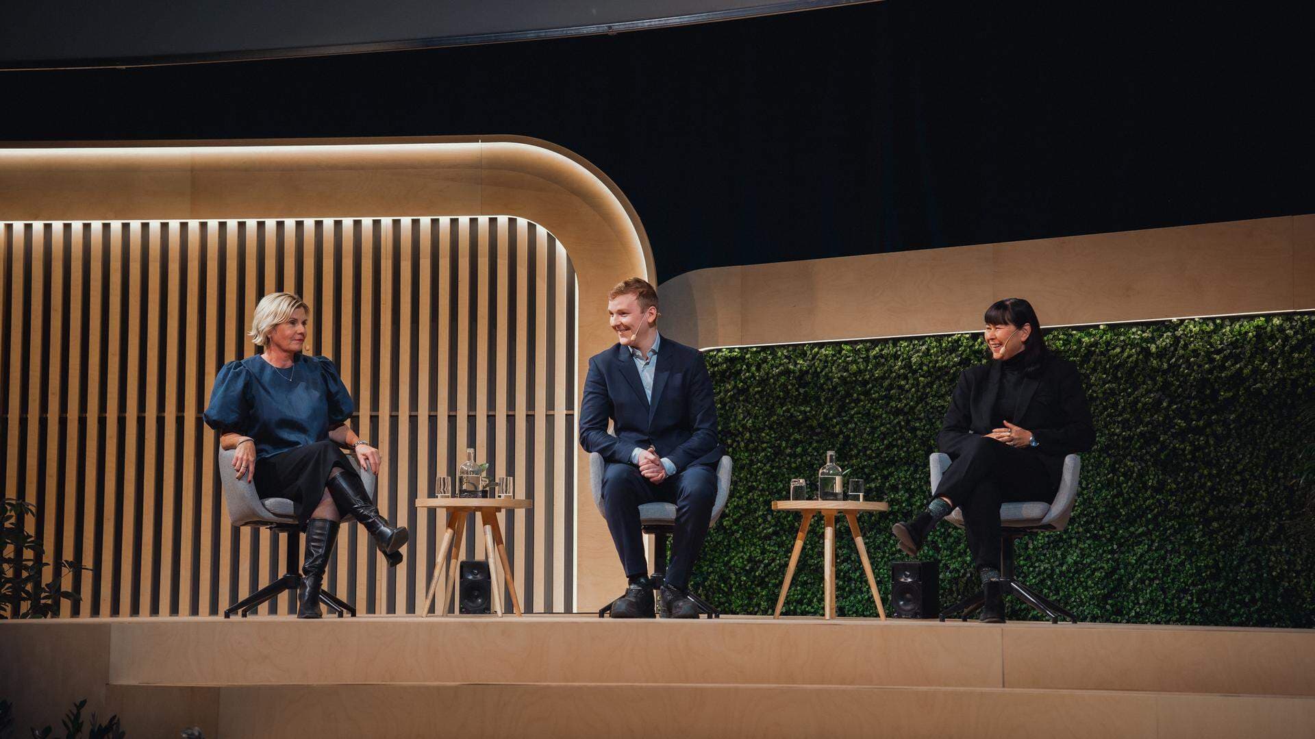 Swecos vd Åsa Bergman, Katarina Berg, HR-chef på Spotify, Jonatan Persson, vd för Helios Innovation.