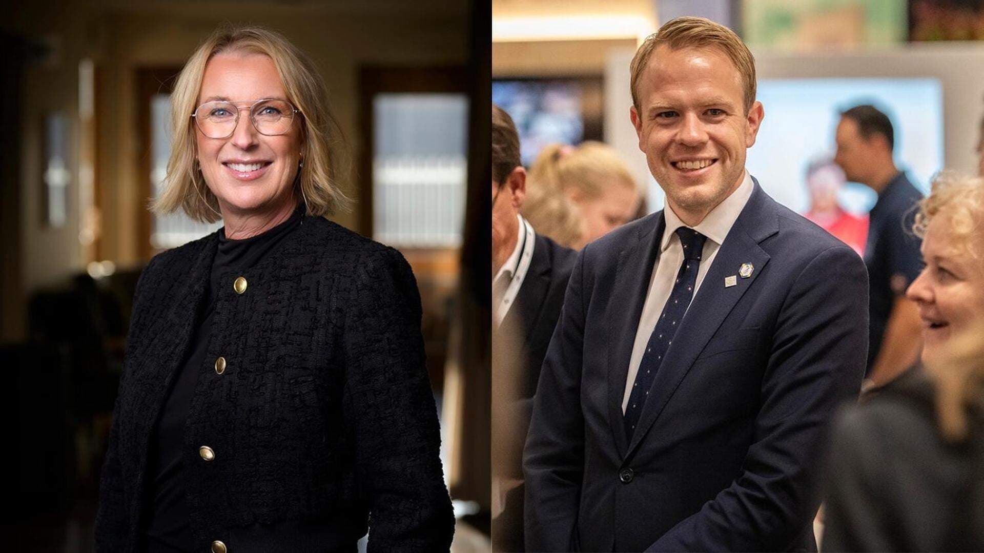 Maria Bernhardsen, chef kompetensförsörjning, och Adam Alfredsson (L), statssekreterare utbildningsdepartementet