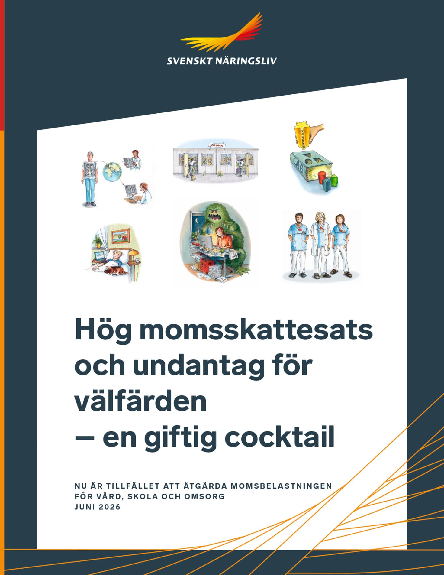 omslagsbild för rapporten ”Hög momsskattesats och undantag för välfärden - en giftig cocktail”