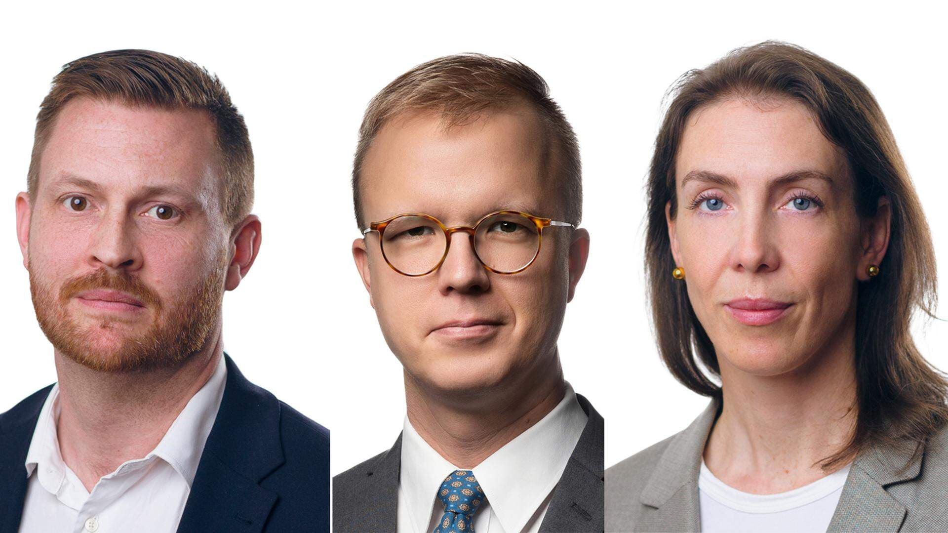 Stefan Kvarfordt, Expert on energy and climate policy, Lina Hagström, environmental lawyer, and Stefan Sagebro, Director for industrial policy, competition and state aid.