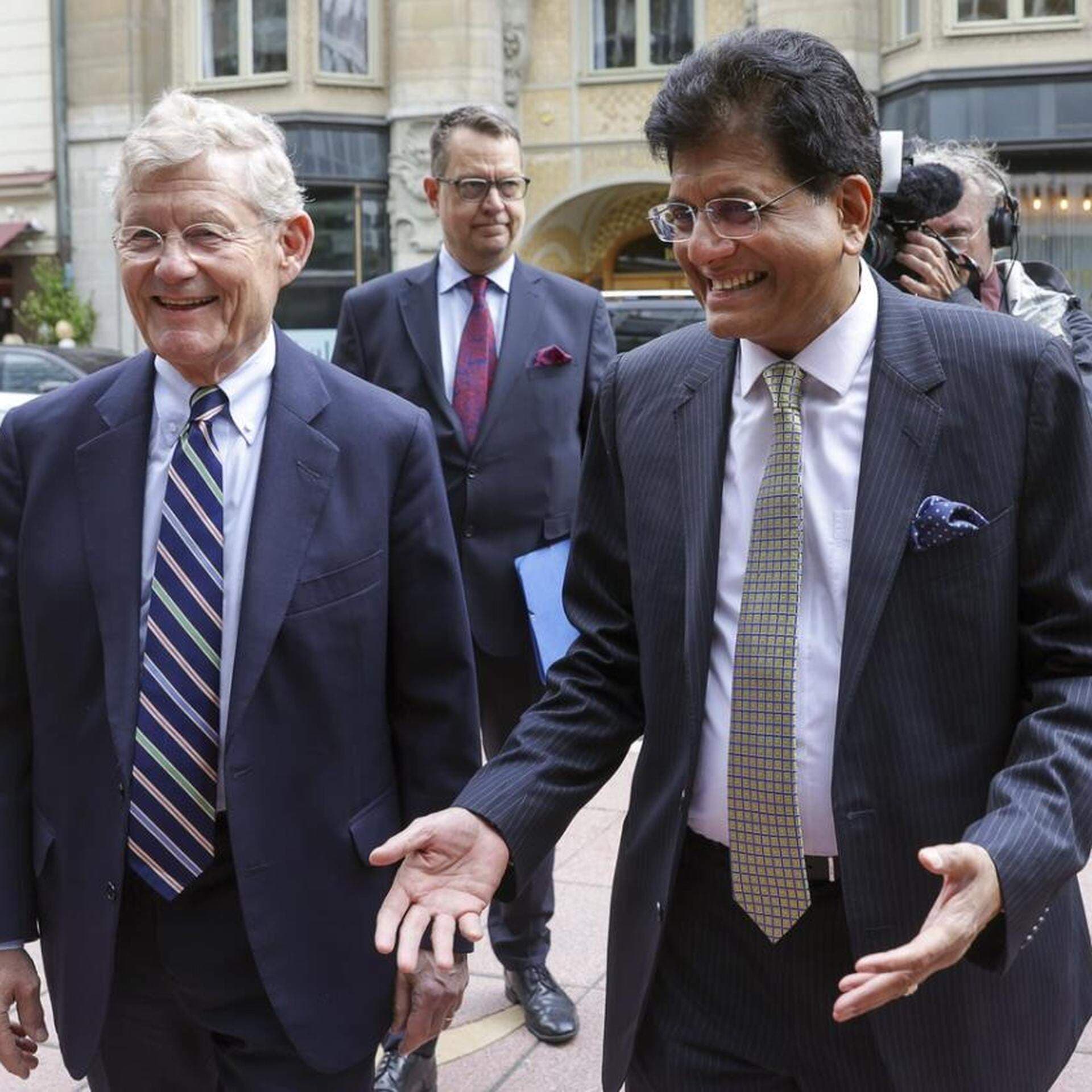 F.v. Jacob Wallenberg, ordförande Svenskt Näringsliv och Indiens handelsminister Piyush Goyal.