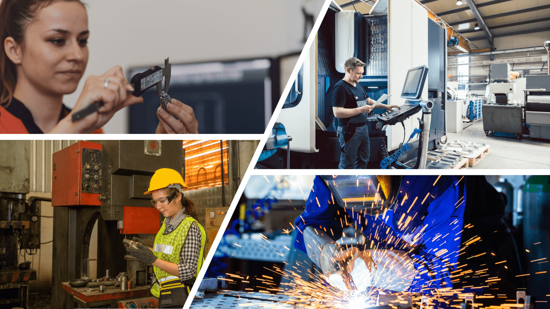 Kollage av bilder från verkstadsindustri