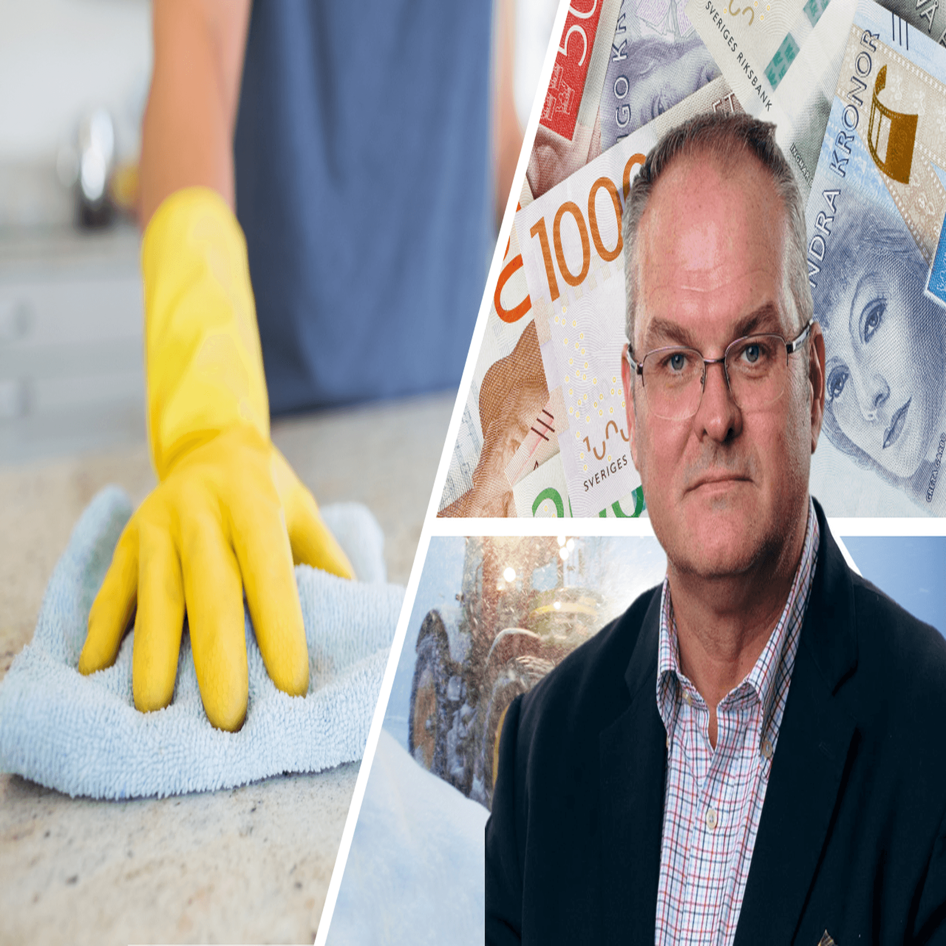 Kollage med en foto av Ola Toftegaard