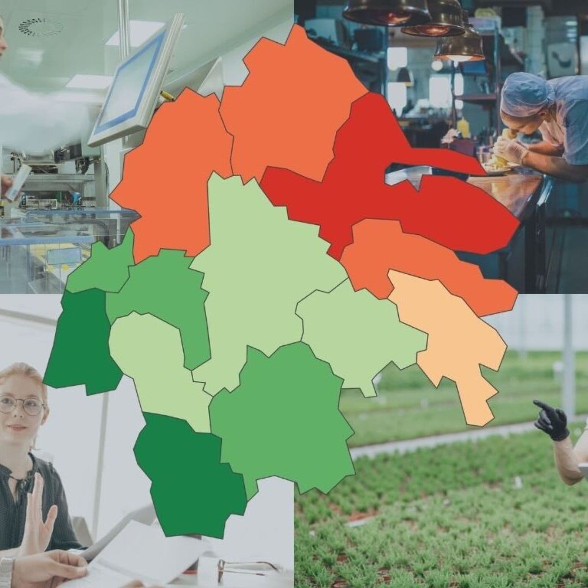 Bildkollage: Företagare och rankingkarta Östergötland