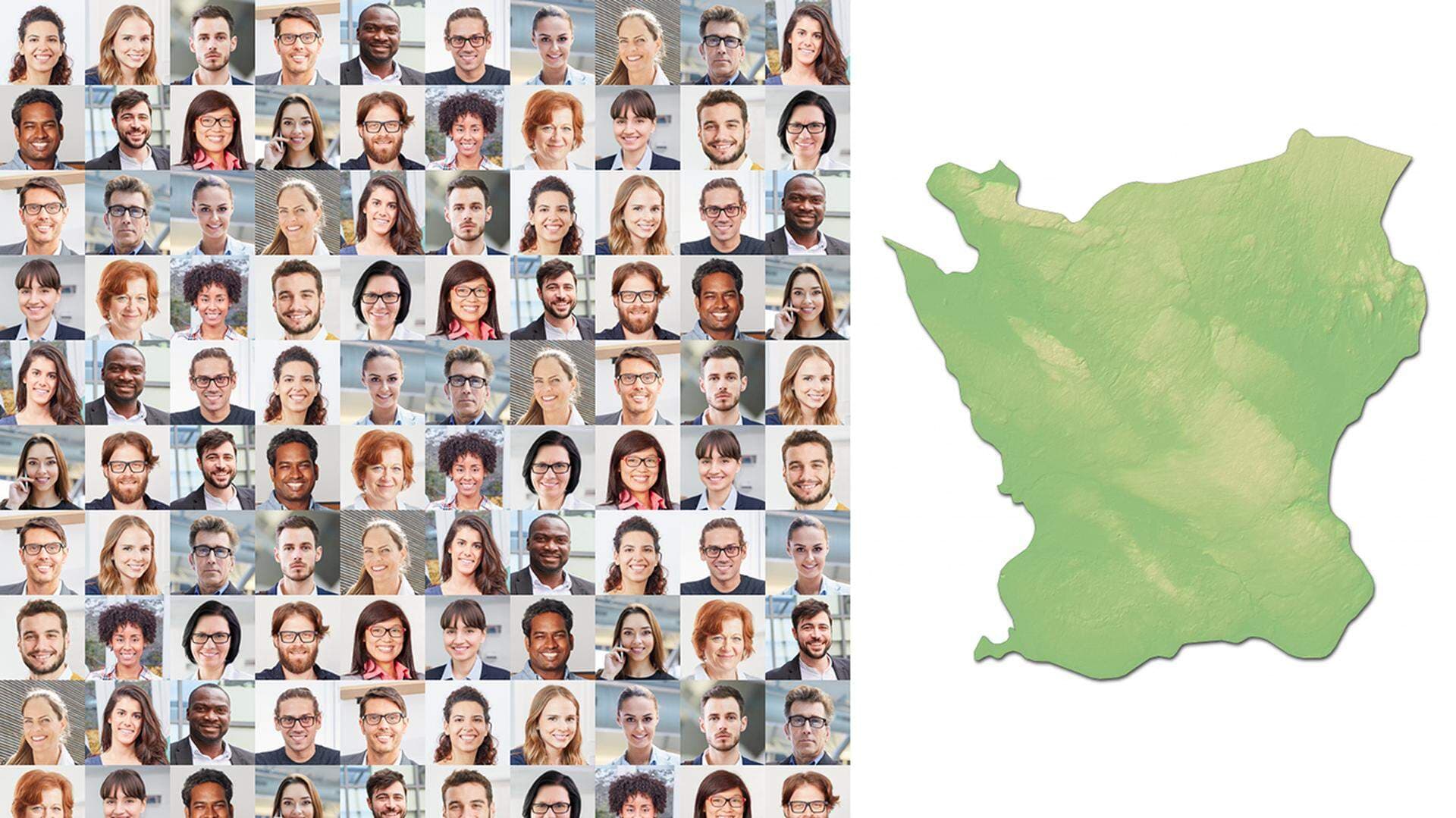 skånekarta med personer i kollage