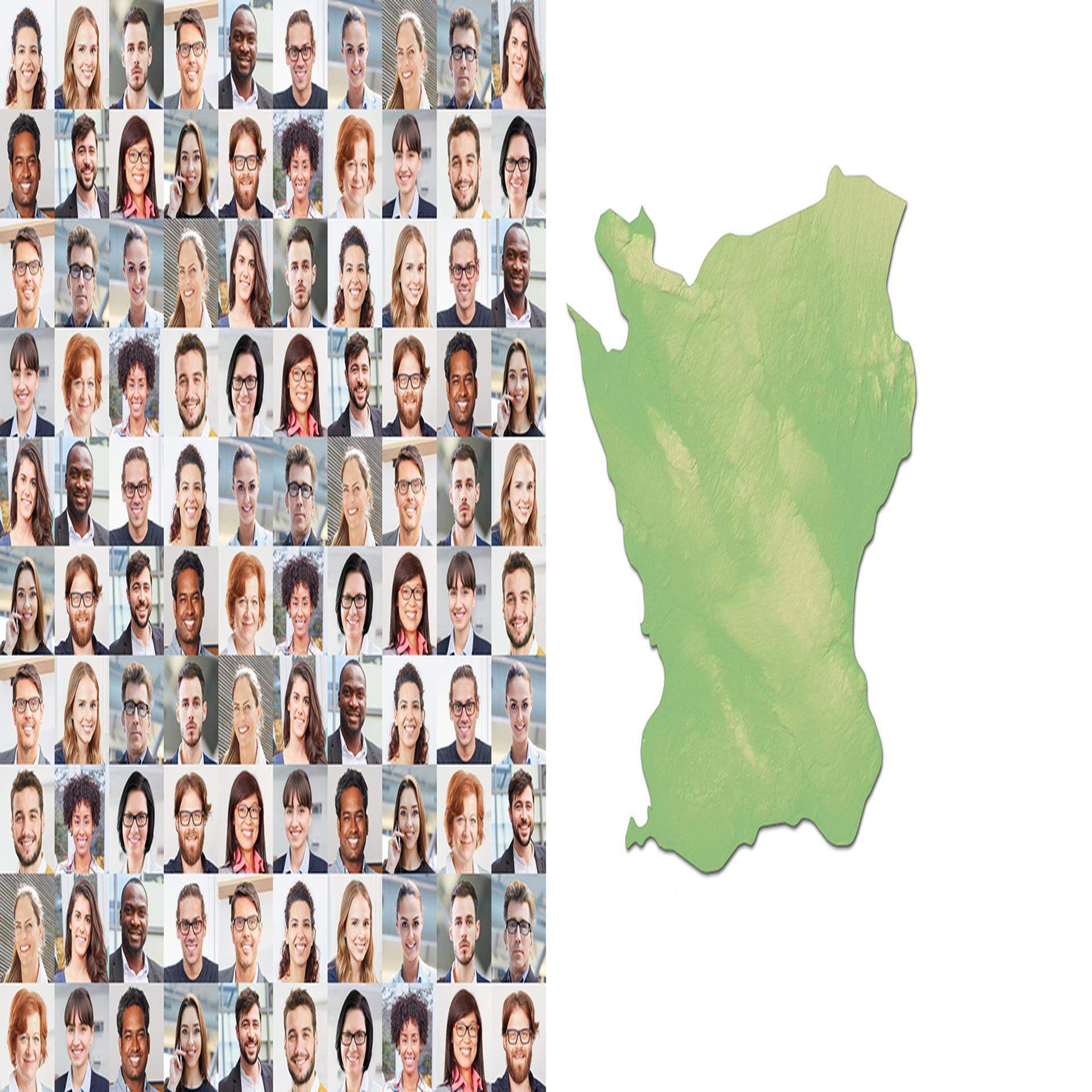 skånekarta med personer i kollage