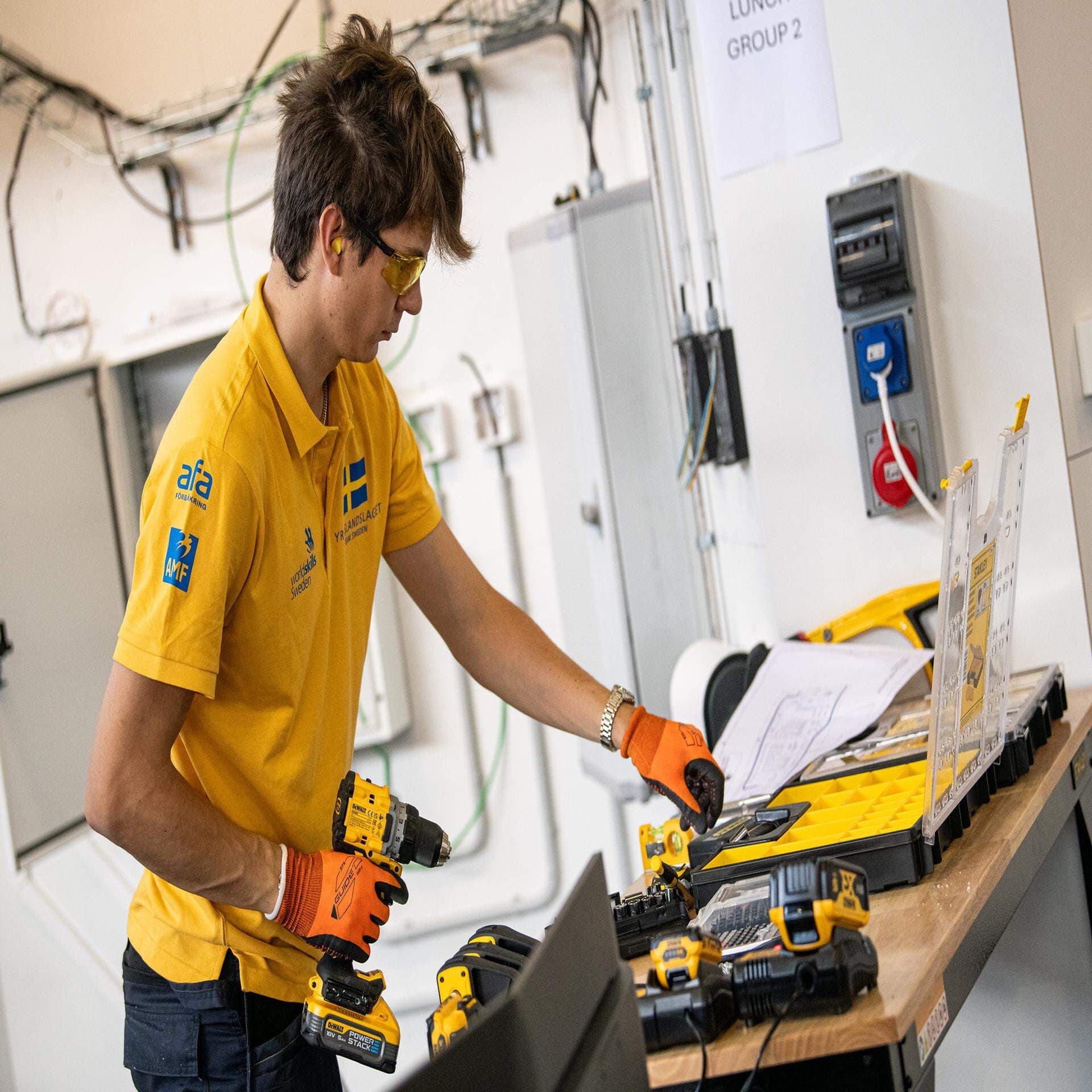 David Nilsson under ett av tävlingsmomenten i Yrkes-VM.