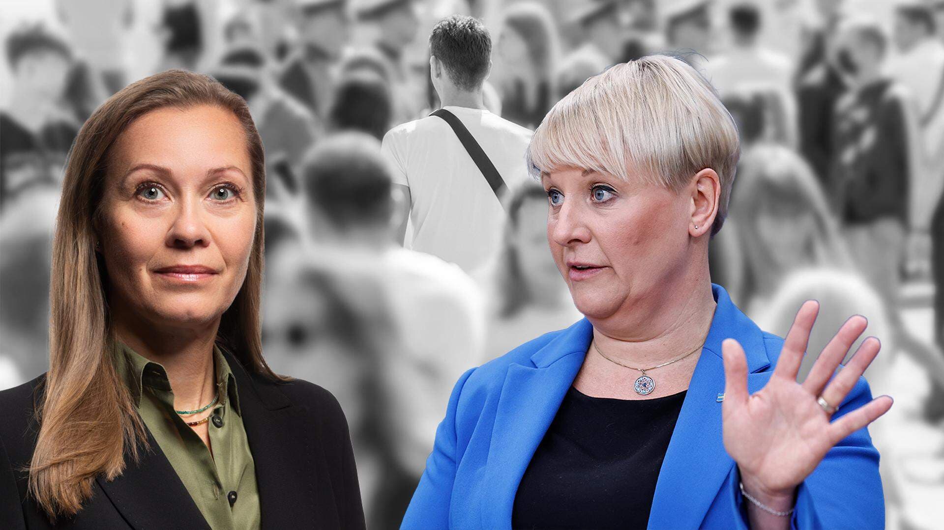 Catharina Bäck, försäkringsexpert, och socialförsäkringsminister Anna Tenje.
