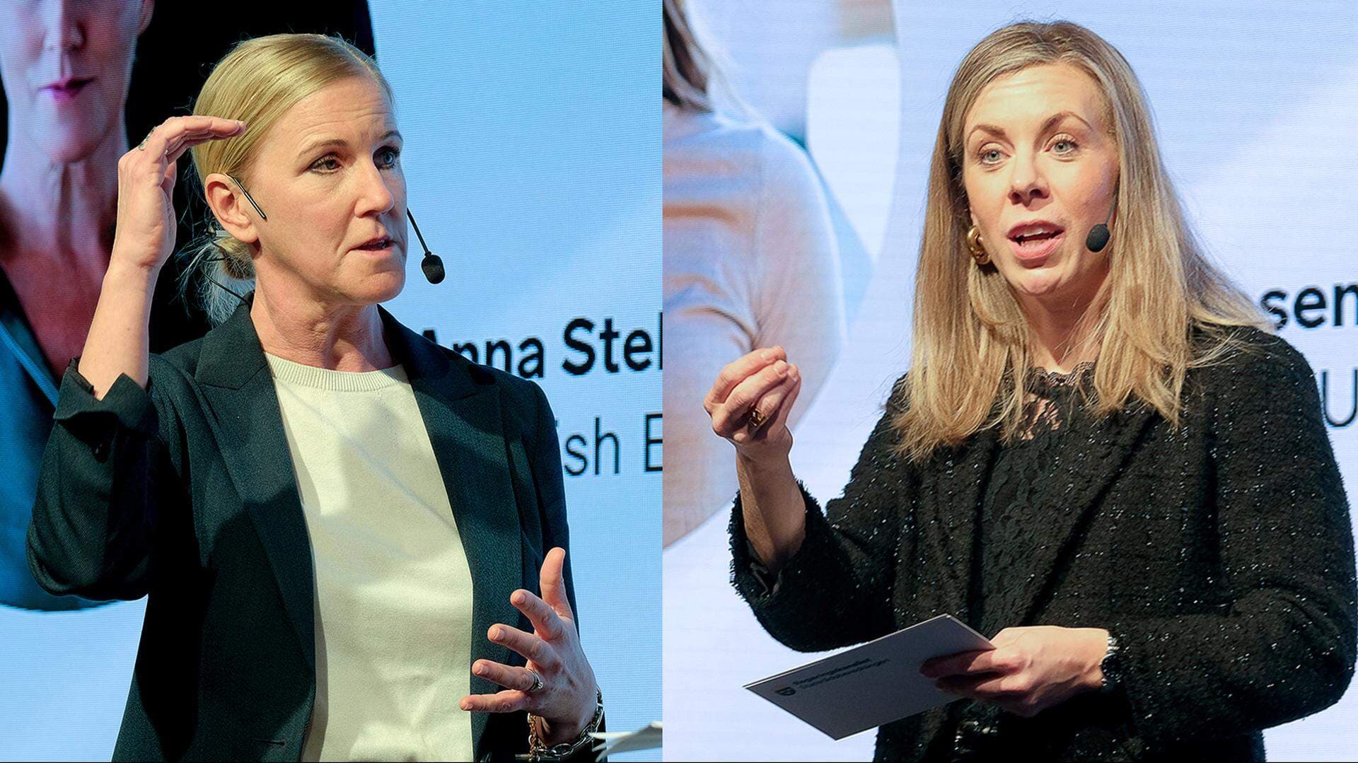 Anna Stellinger, chef för internationella och EU-frågor, och EU-minister Jessica Rosencrantz.