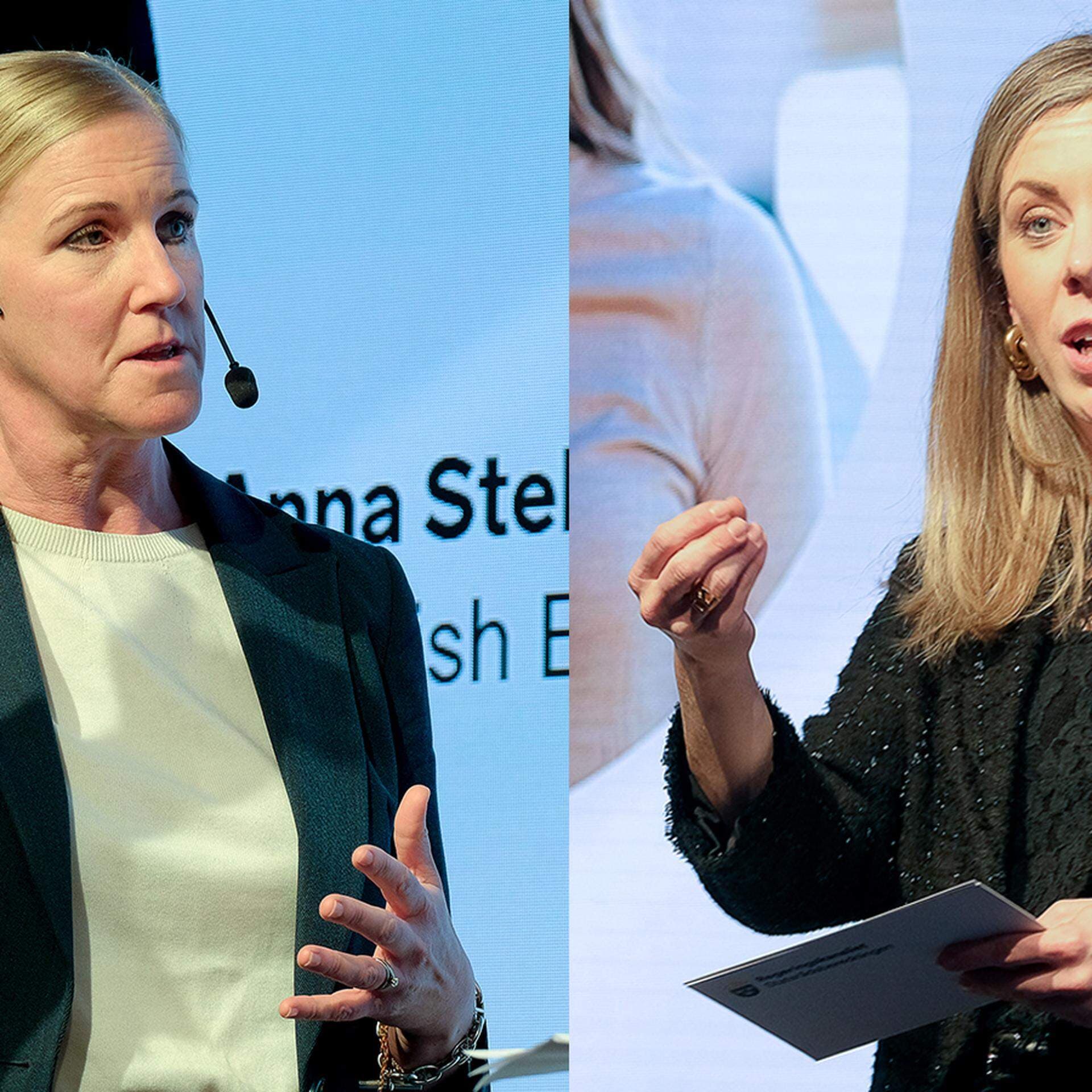 Anna Stellinger, chef för internationella och EU-frågor, och EU-minister Jessica Rosencrantz.