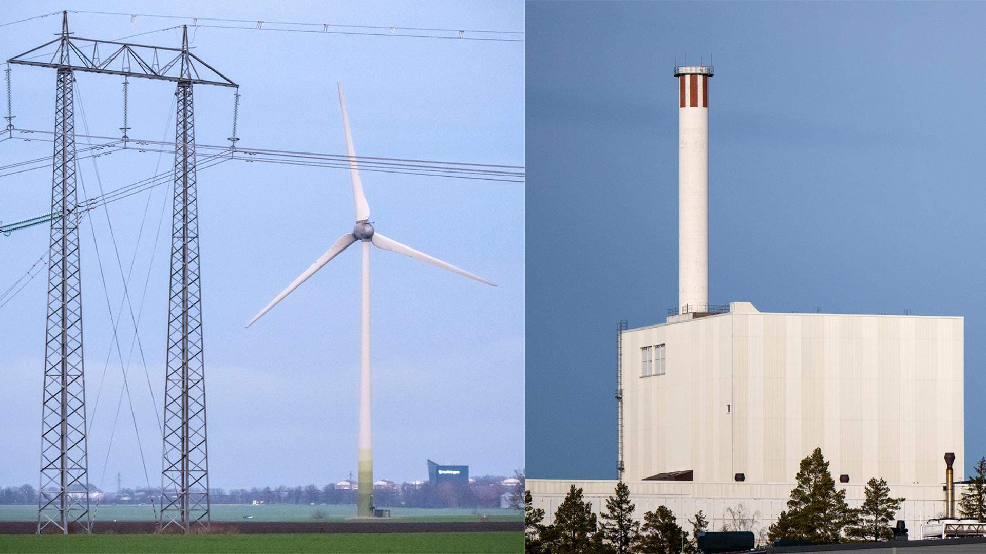 Vindkraft och kärnkraft.